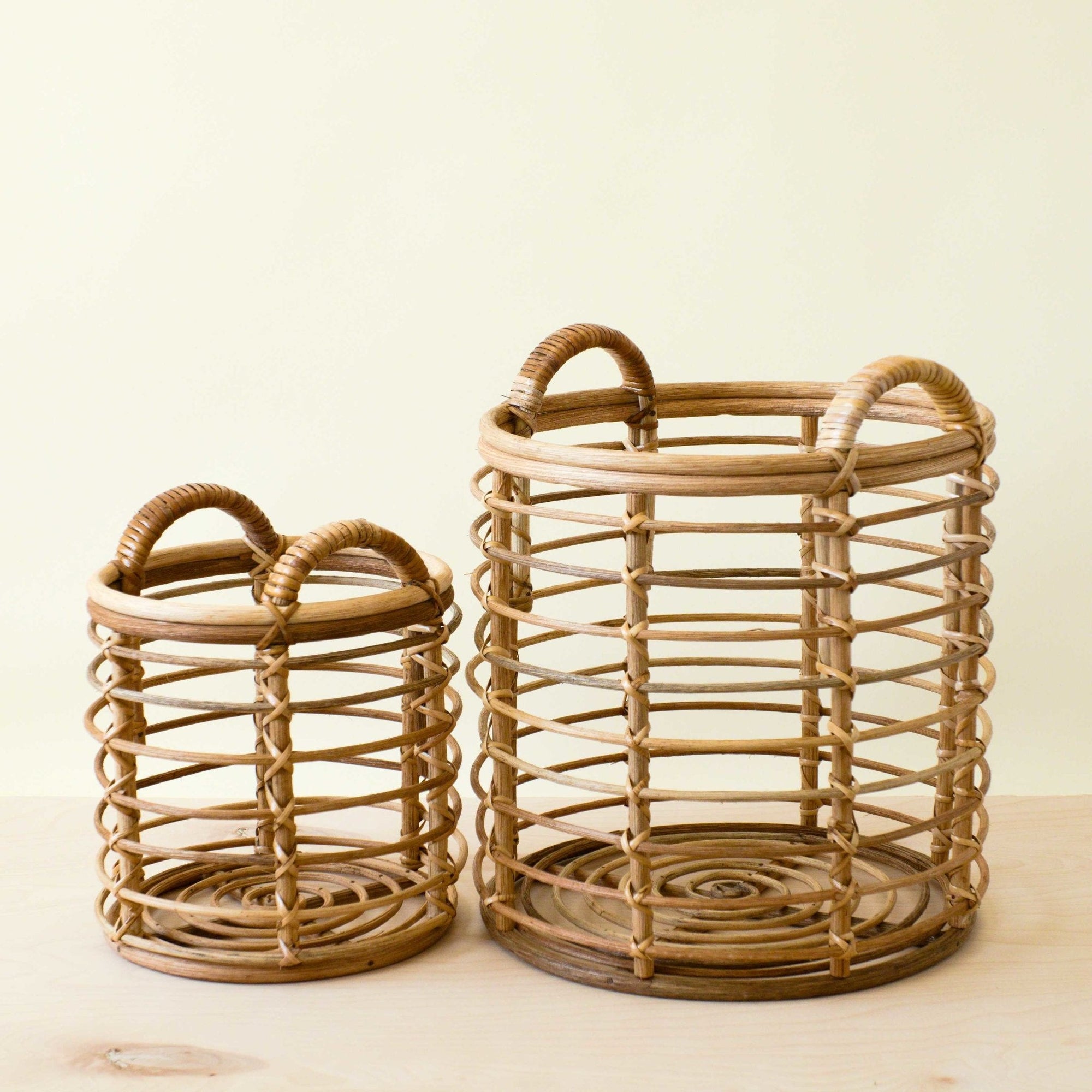 Rattan Cylinder Basket - Storage Baskets, set of 2