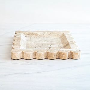 travertine scalloped marble tray