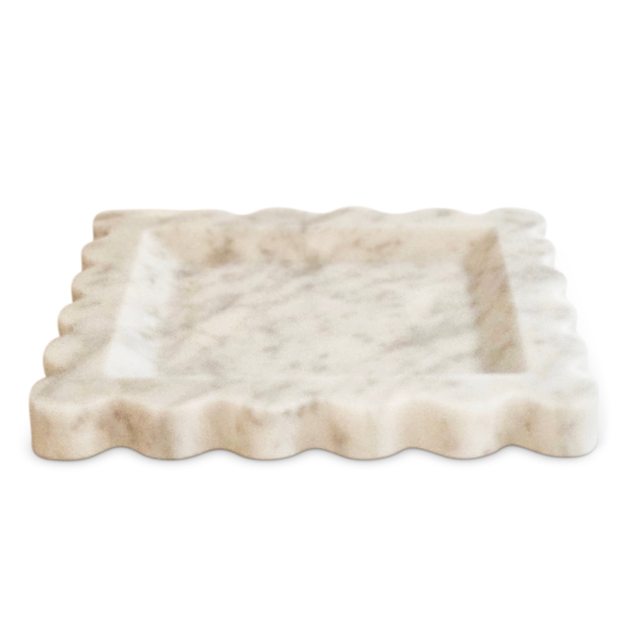 white carrera marble scalloped tray