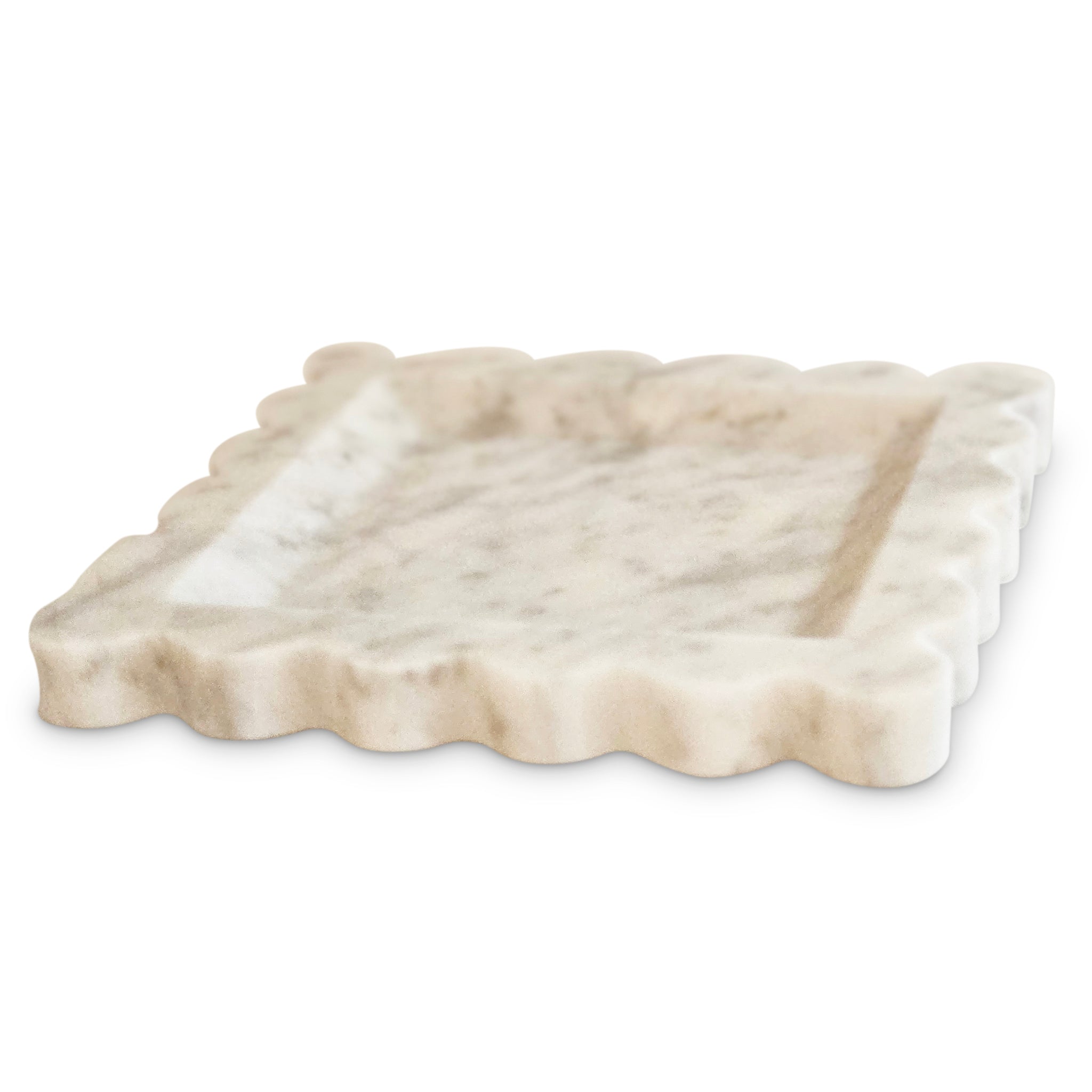 white carrera marble scalloped tray