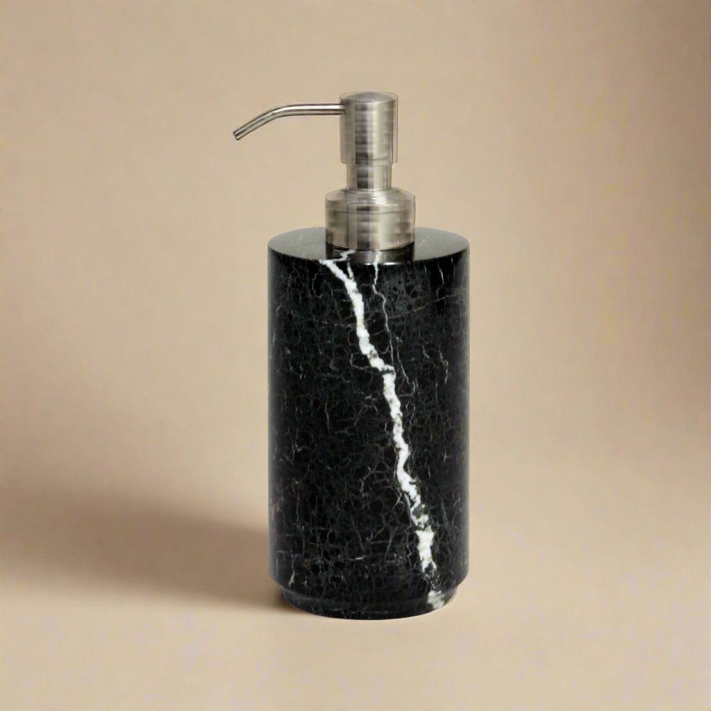 eris black zebra marble soap dispenser