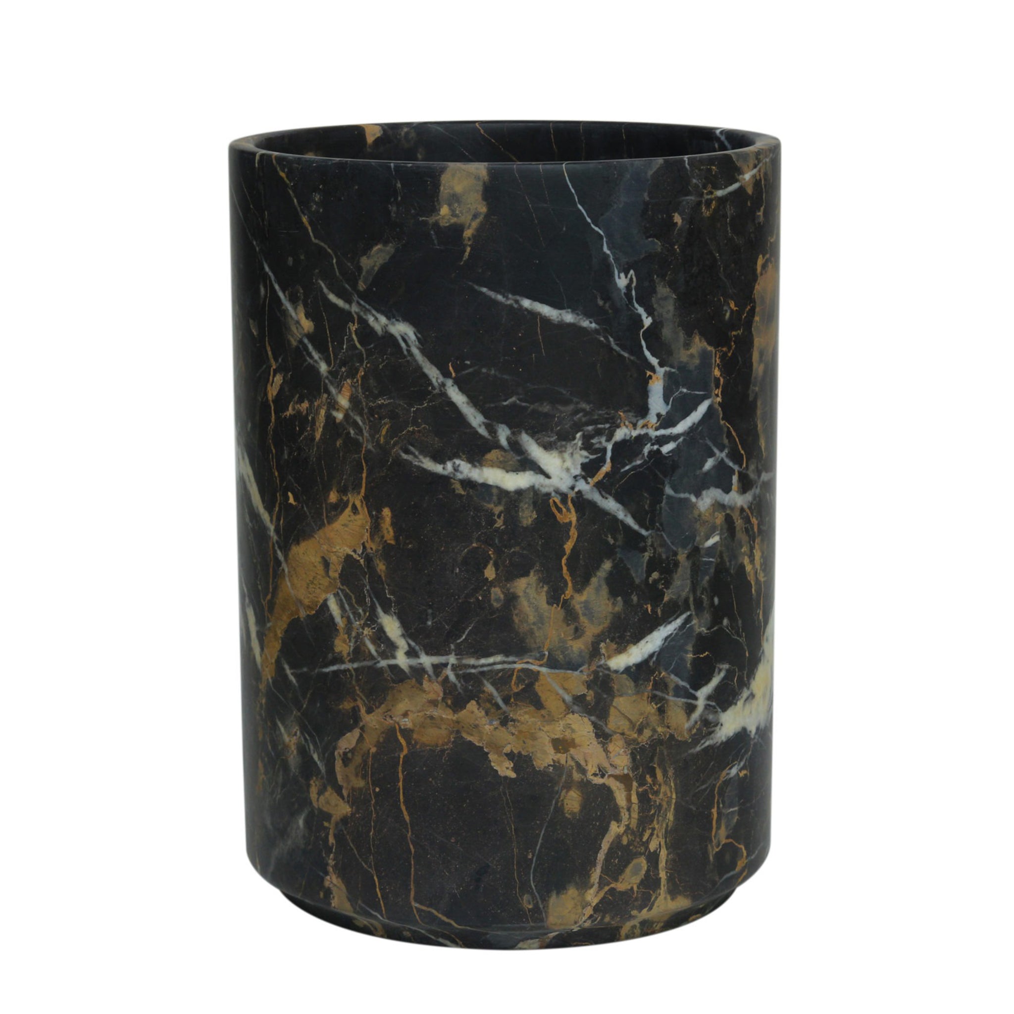 eris black and gold marble waste bin