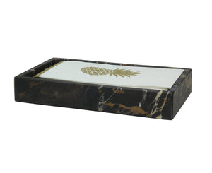 eris black and gold marble guest towel tray