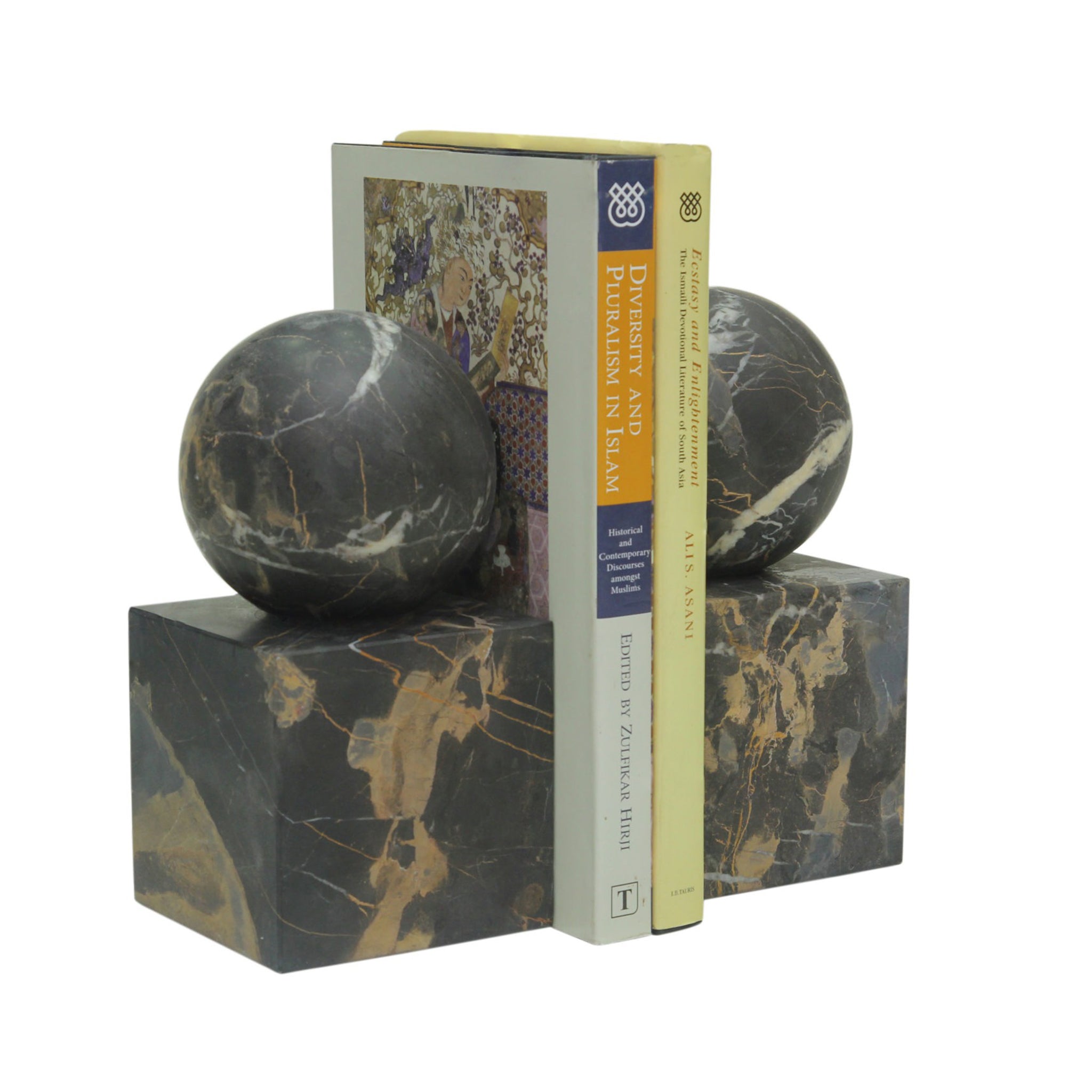 apollo marble bookends black and gold