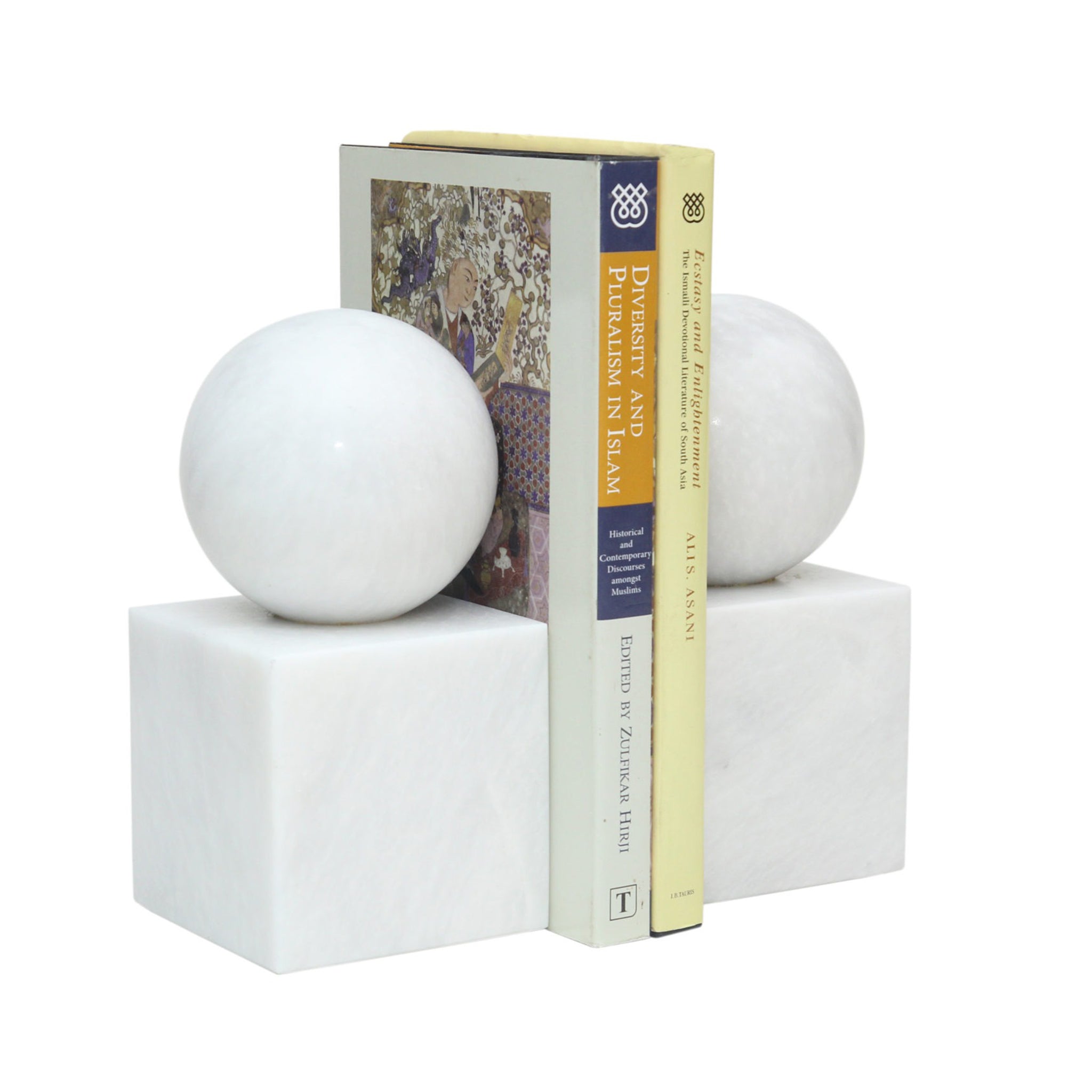 apollo marble bookends white