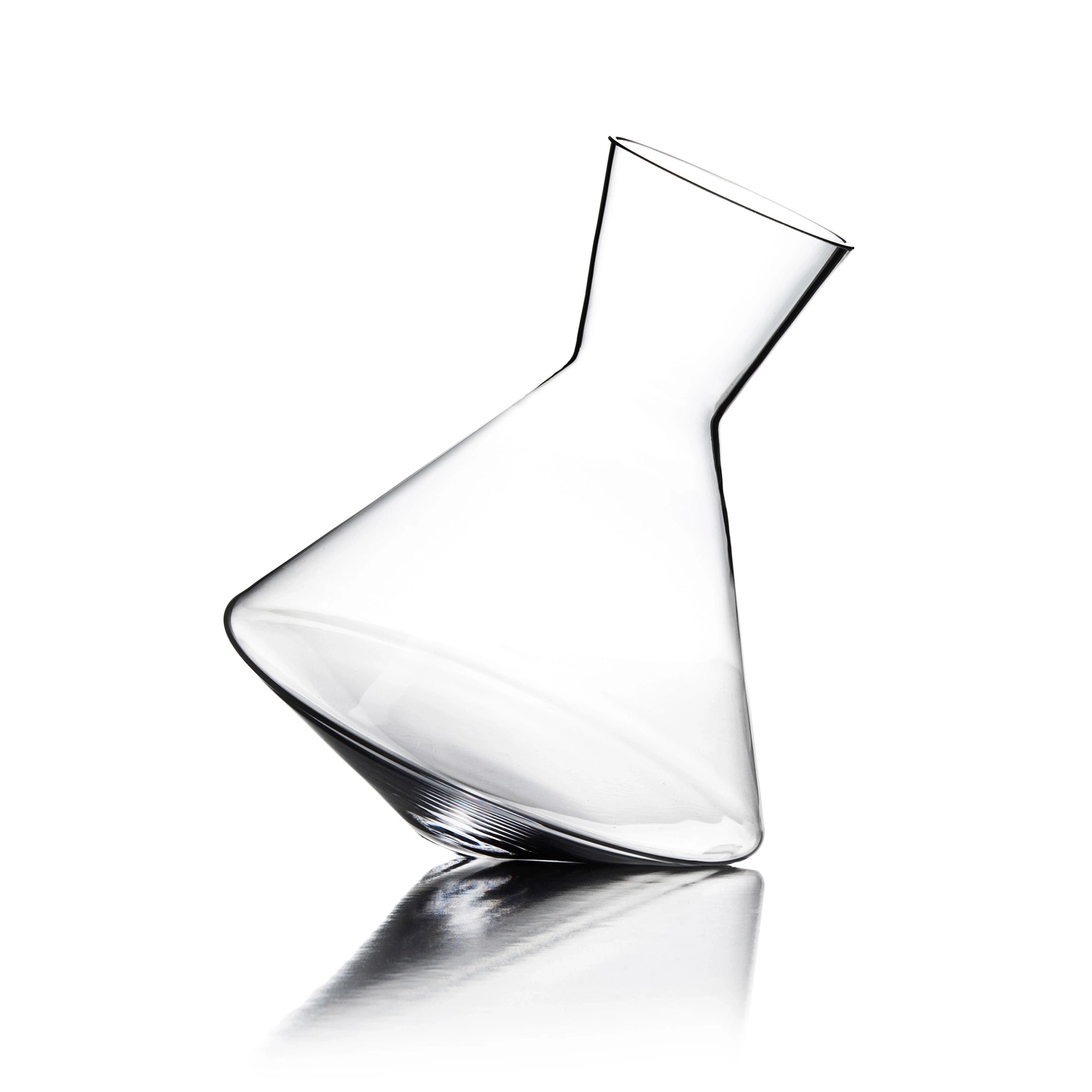Tilted spinning glass decanter