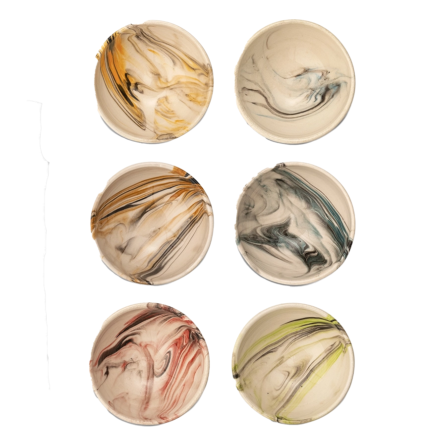 marbled ceramic snack bowls