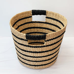 Black and natural hemp basket