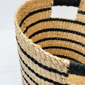 Black and natural hemp basket