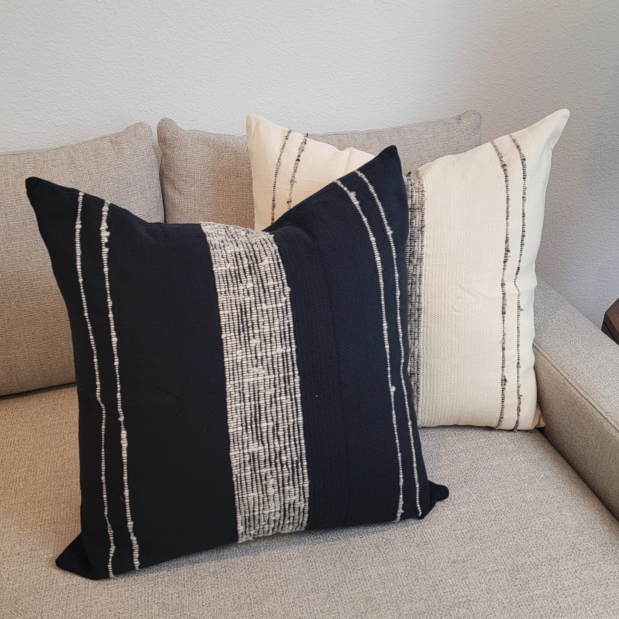 Black and Ivory Woven Bogota Pillows