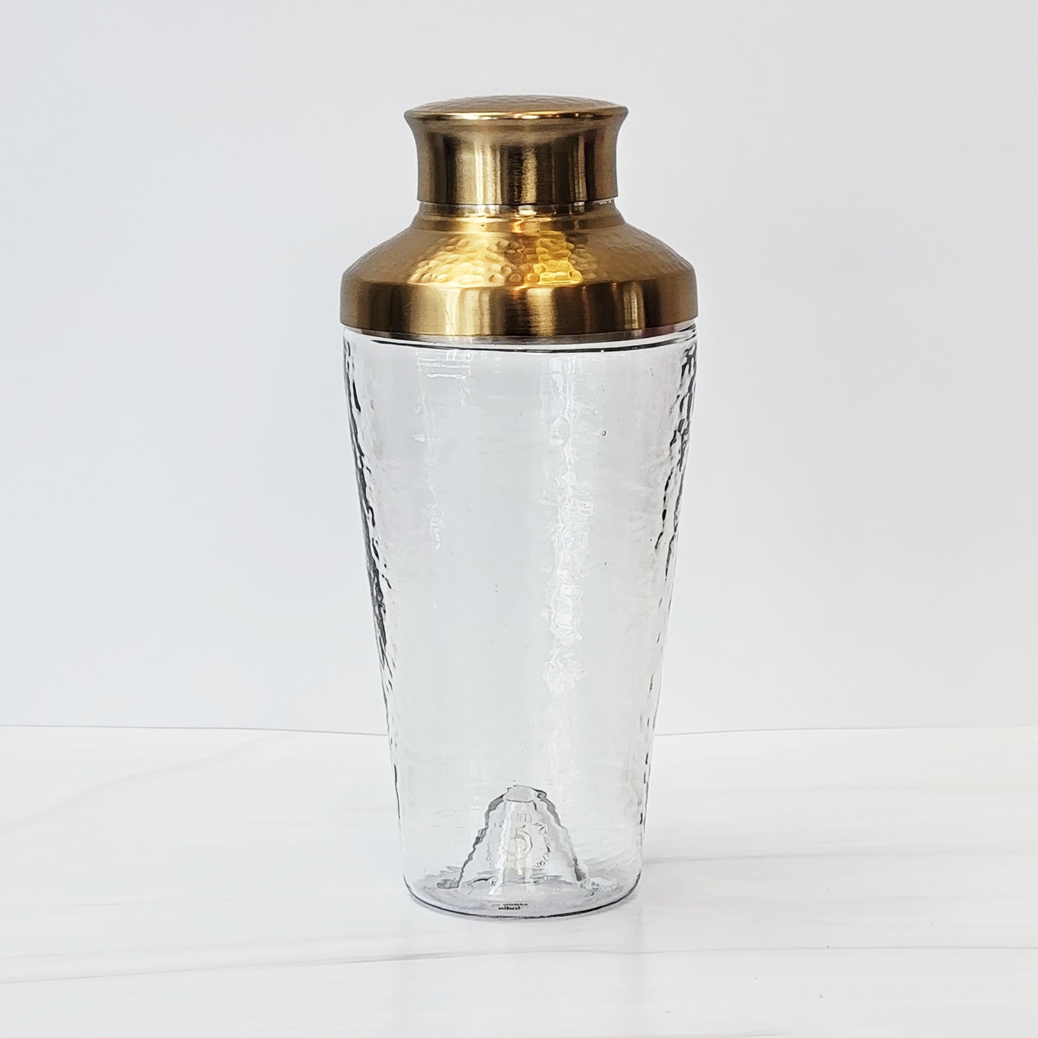 Pebbled glass and brass & steel cocktail shaker