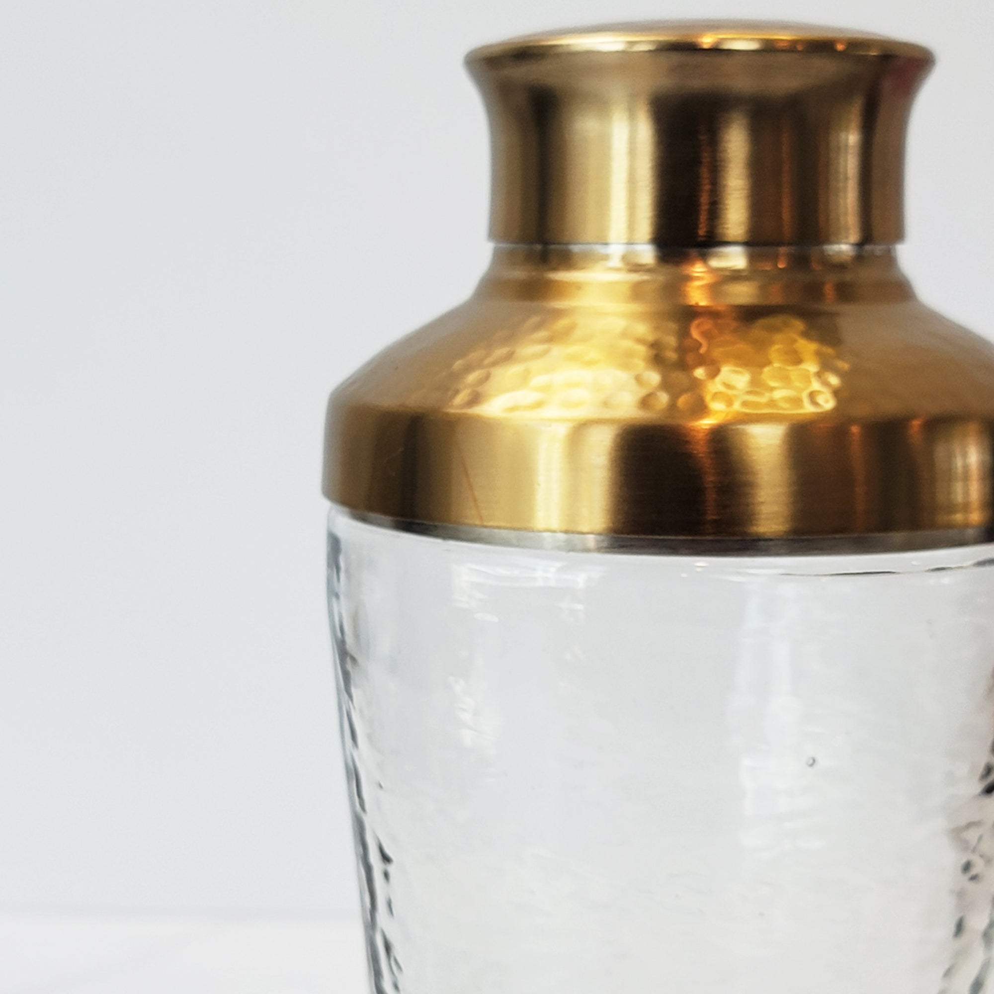 Pebbled glass and brass & steel cocktail shaker