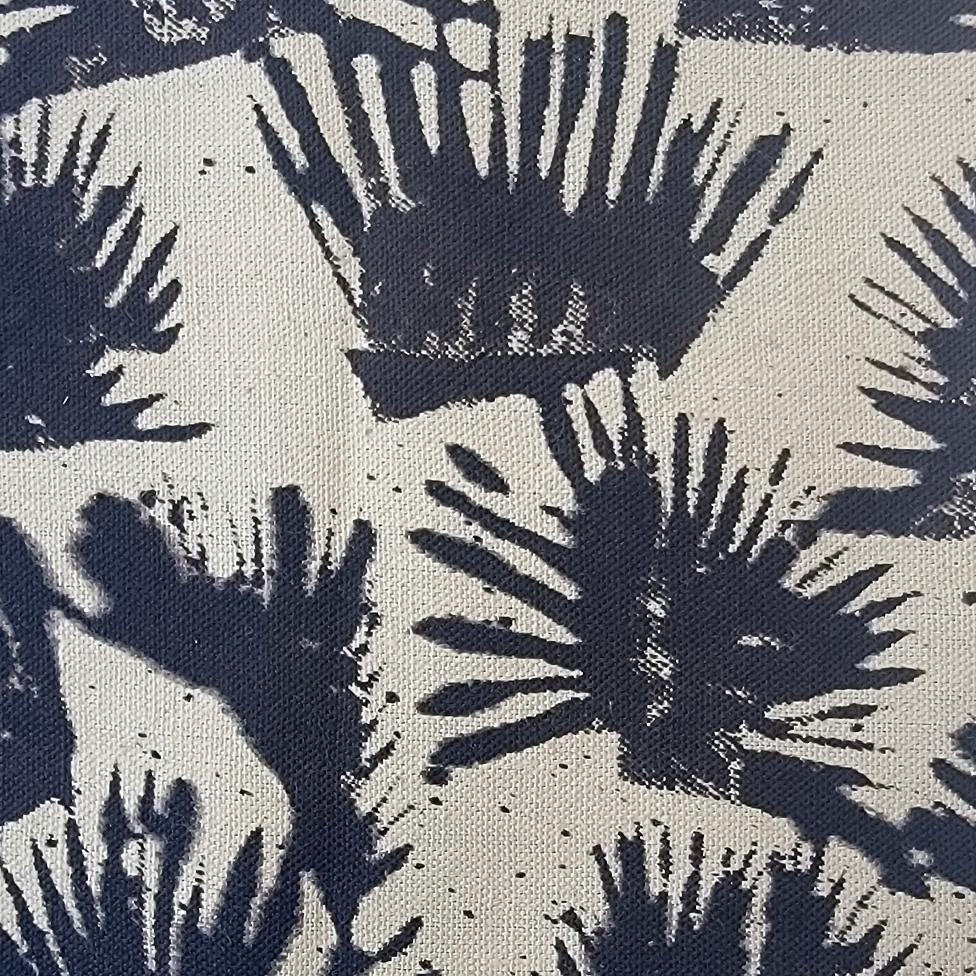 Fern black and beige blockprint napkin