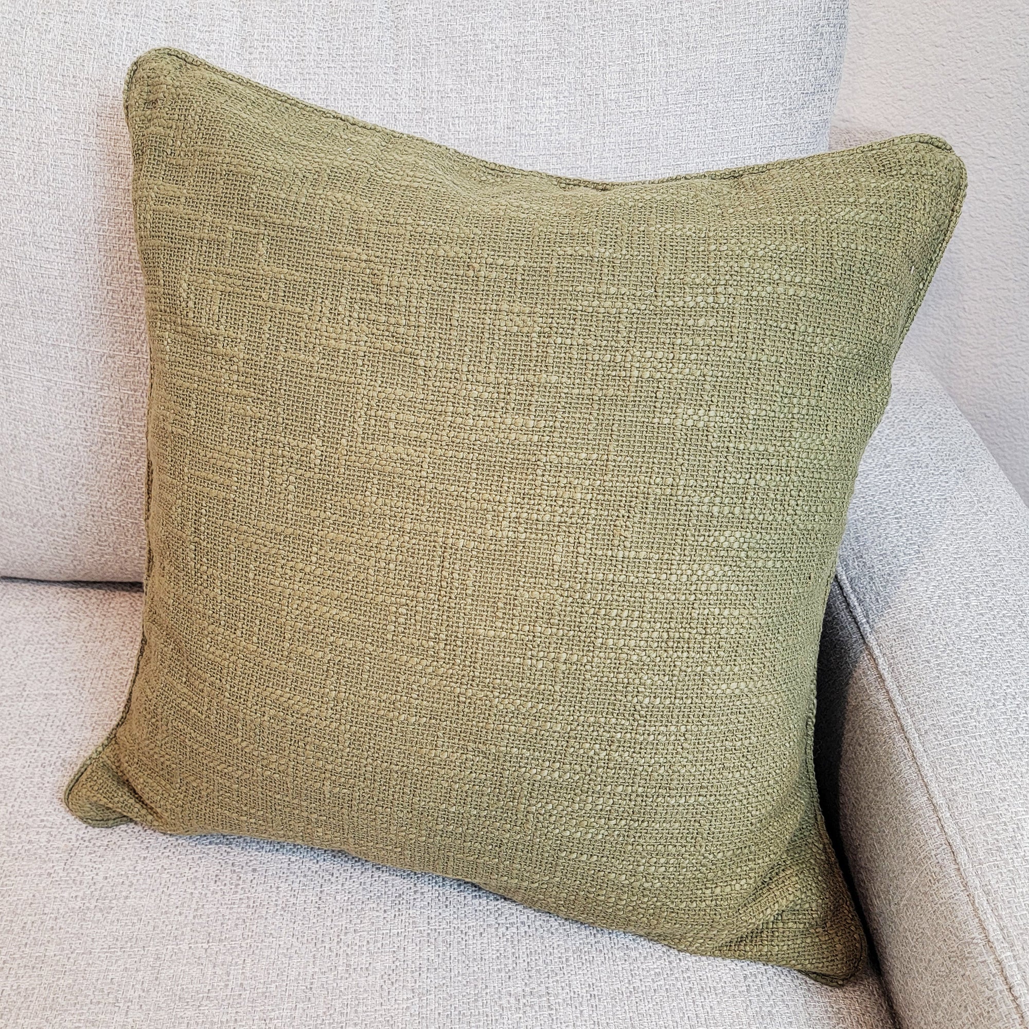 olive textured cotton pillow