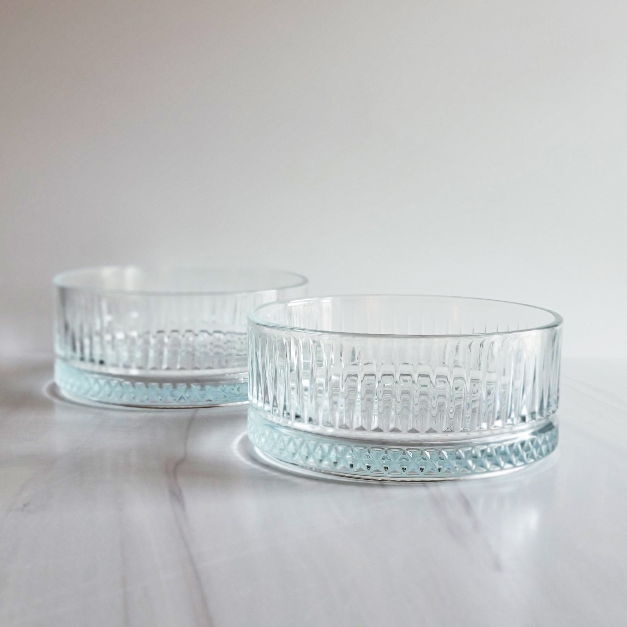 Art deco fluted glass snack bowls
