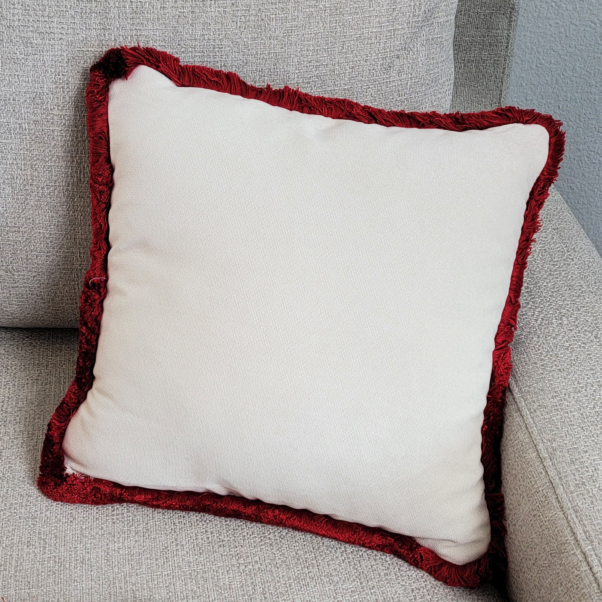 Square contrast fringe velvet pillow