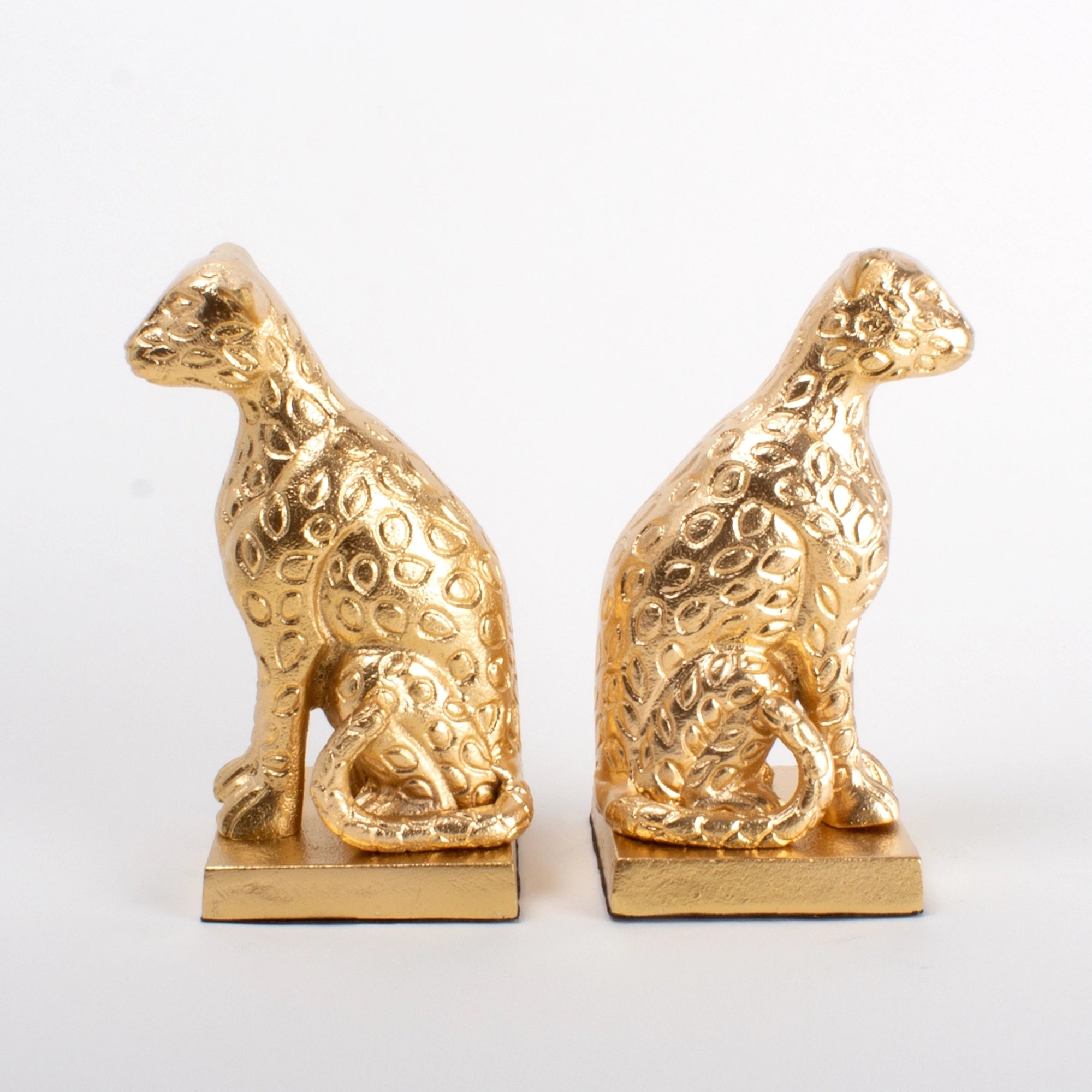 gold leopard bookends