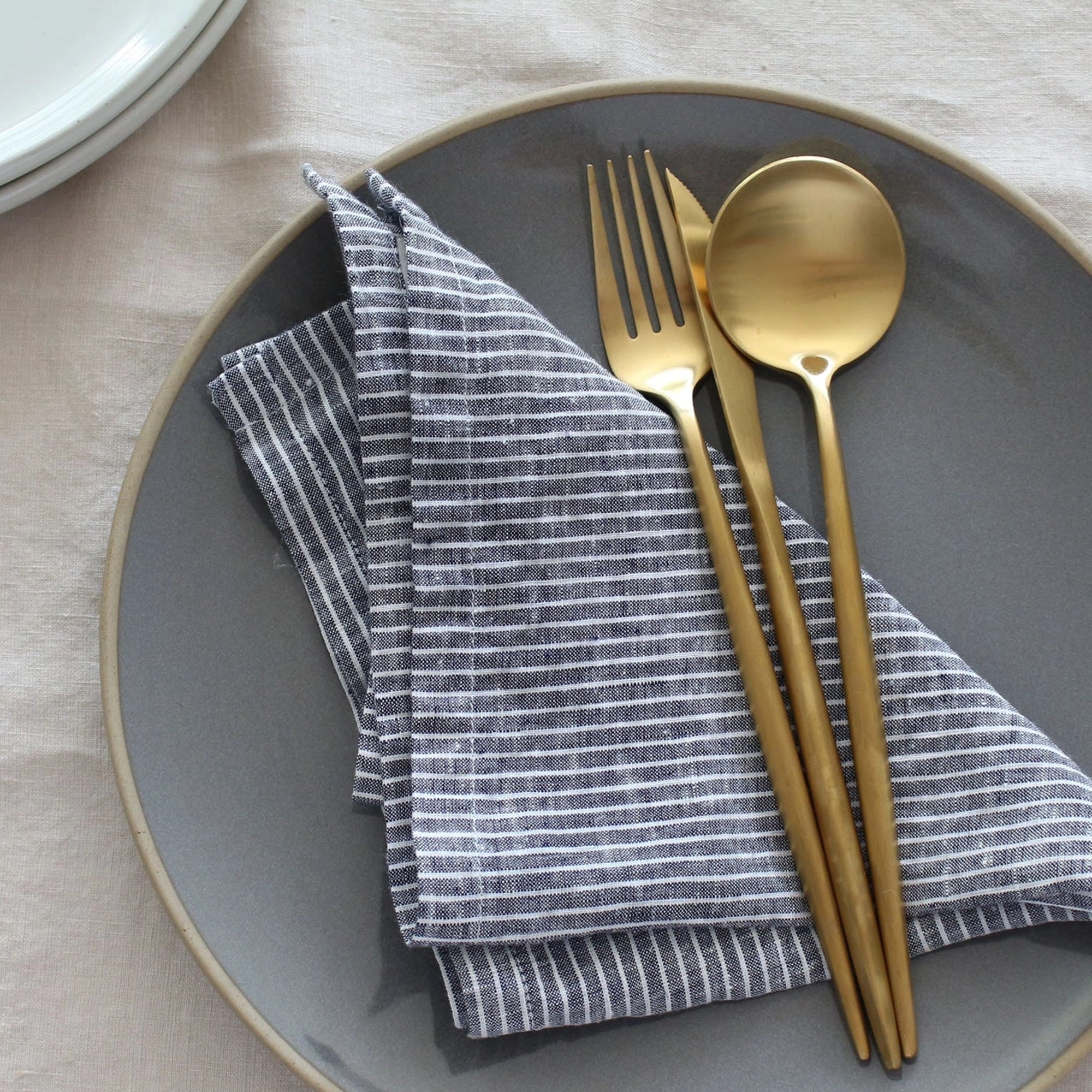 black striped linen napkins
