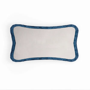 Fringe velvet contrast lumbar pillow
