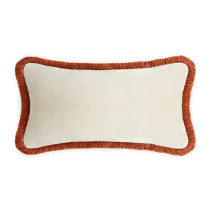 Fringe velvet contrast lumbar pillow