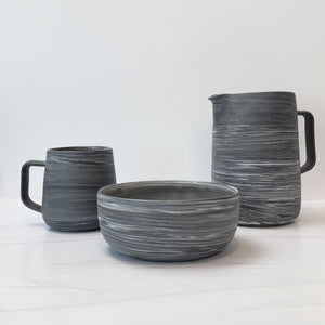 Midnight noir marbled ceramic pitcher