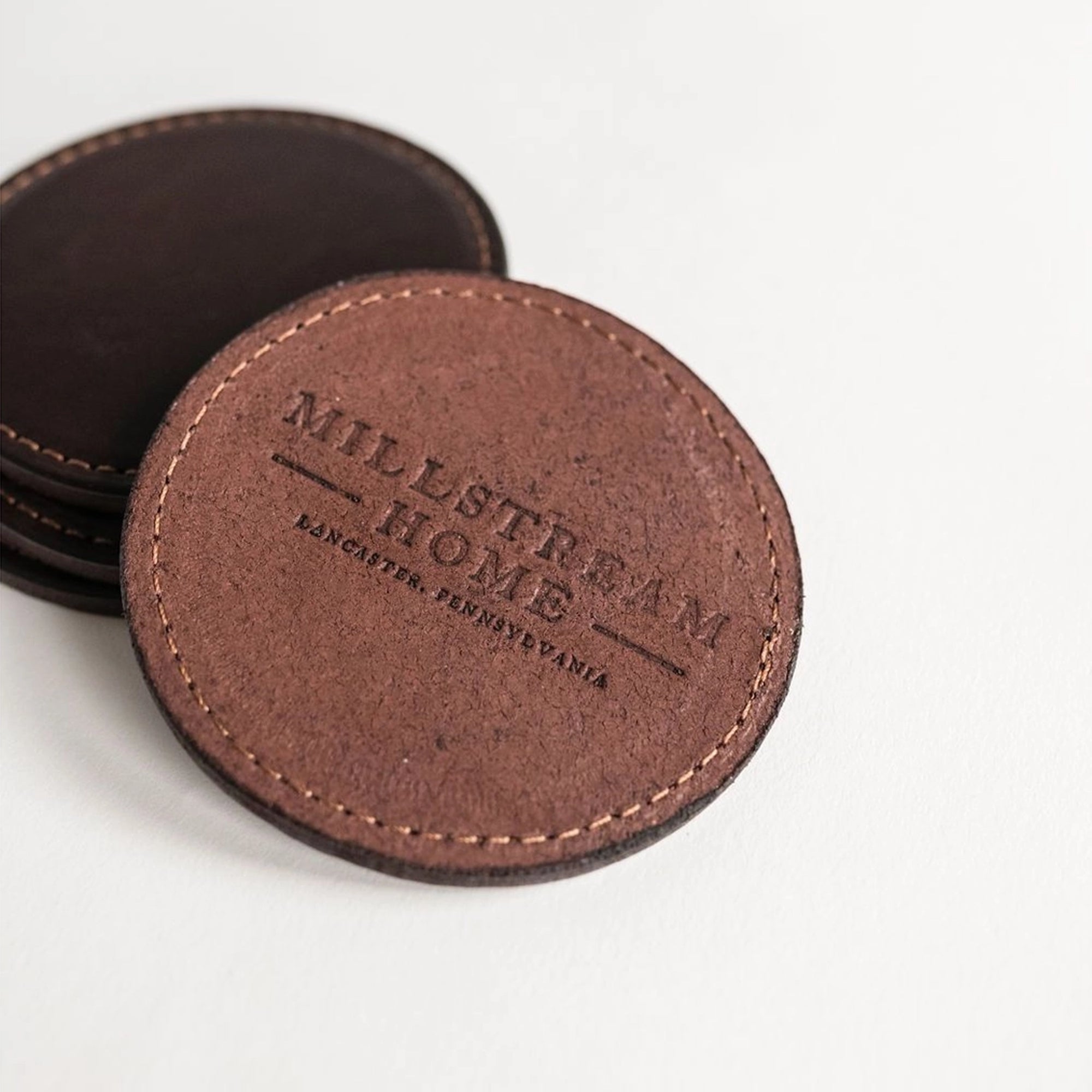 Tobacco leather coasters millstream home