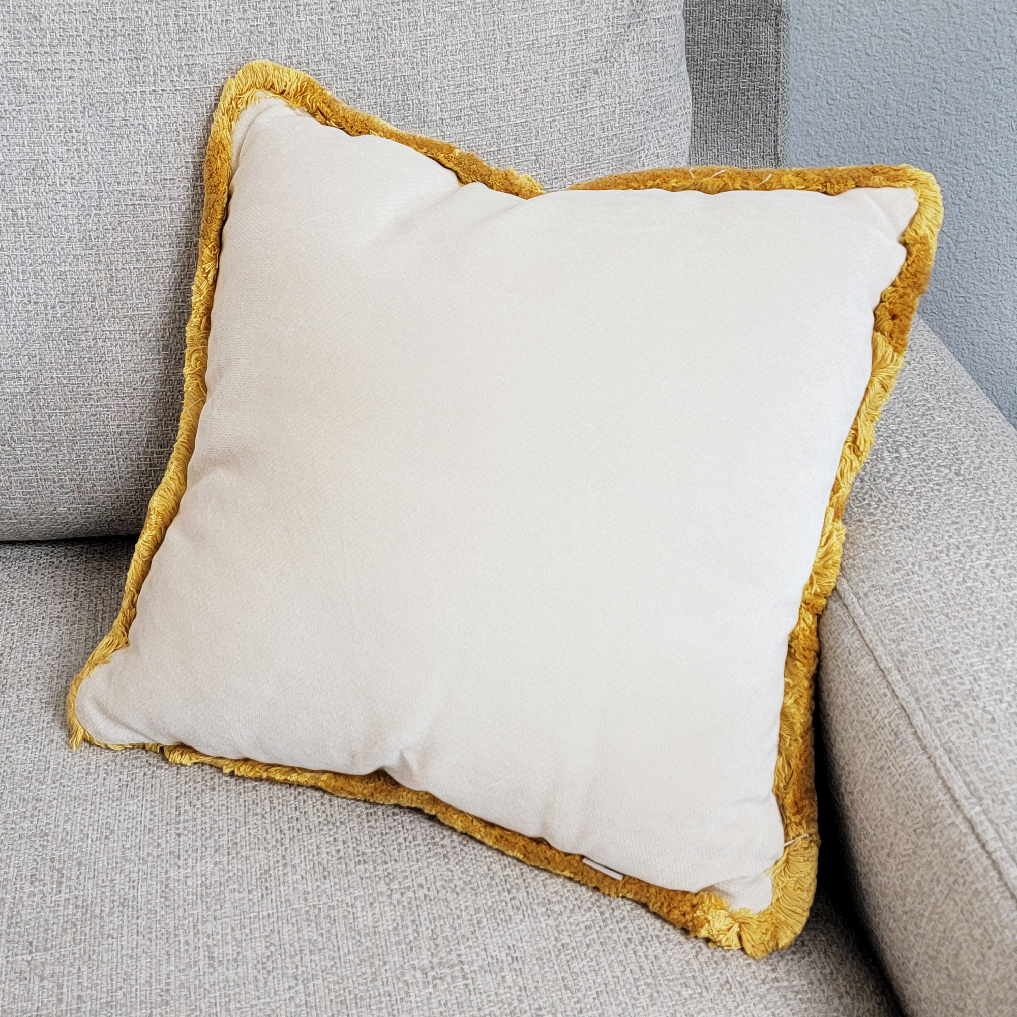 Square contrast fringe velvet pillow
