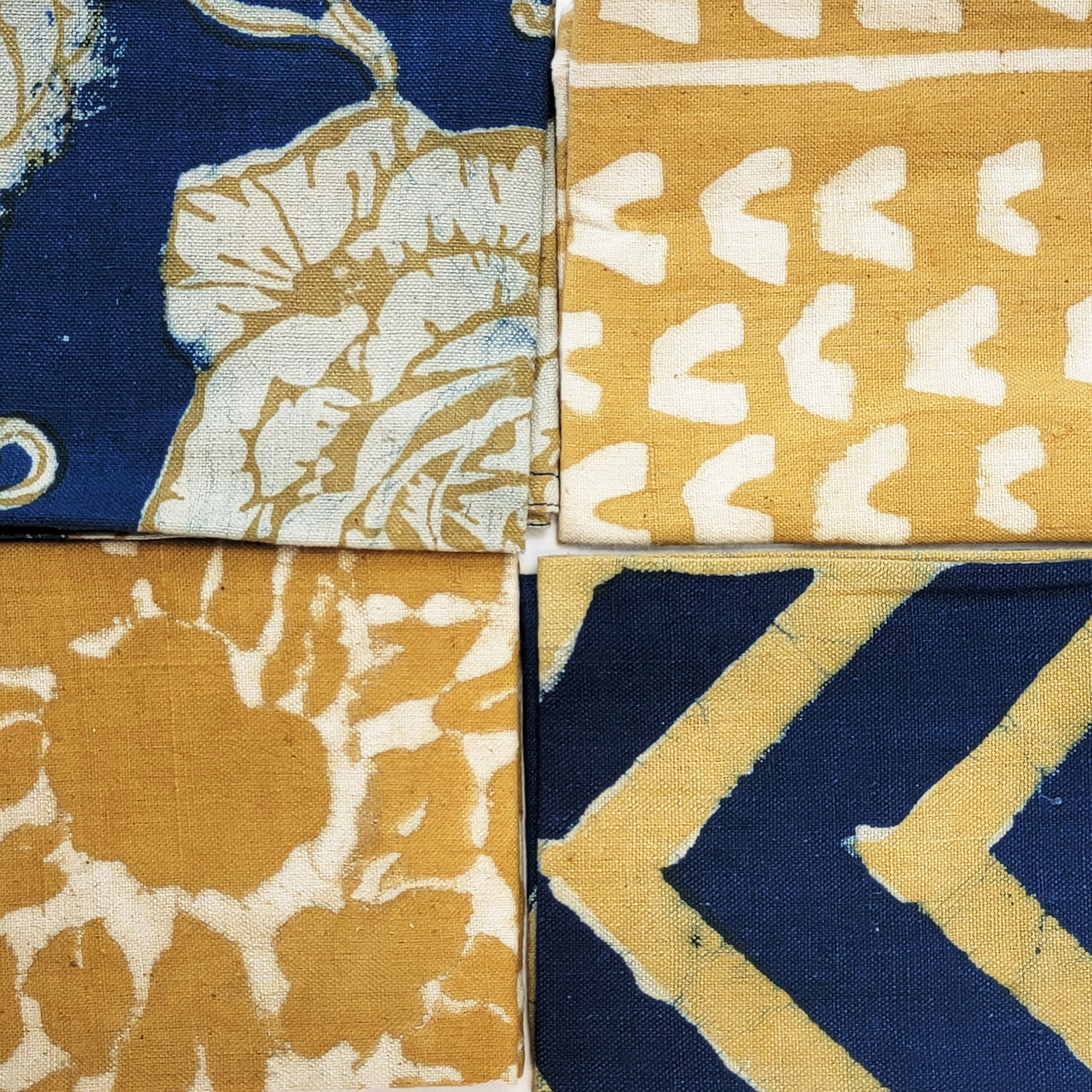 Oceanic blue and gold mix and match block print napkins
