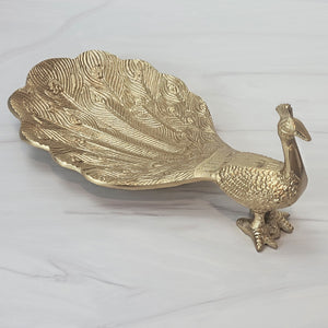 Brass peacock trinket dish