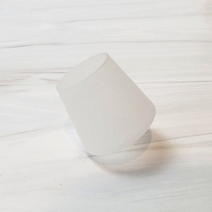 Tilted white frosted glass sake set