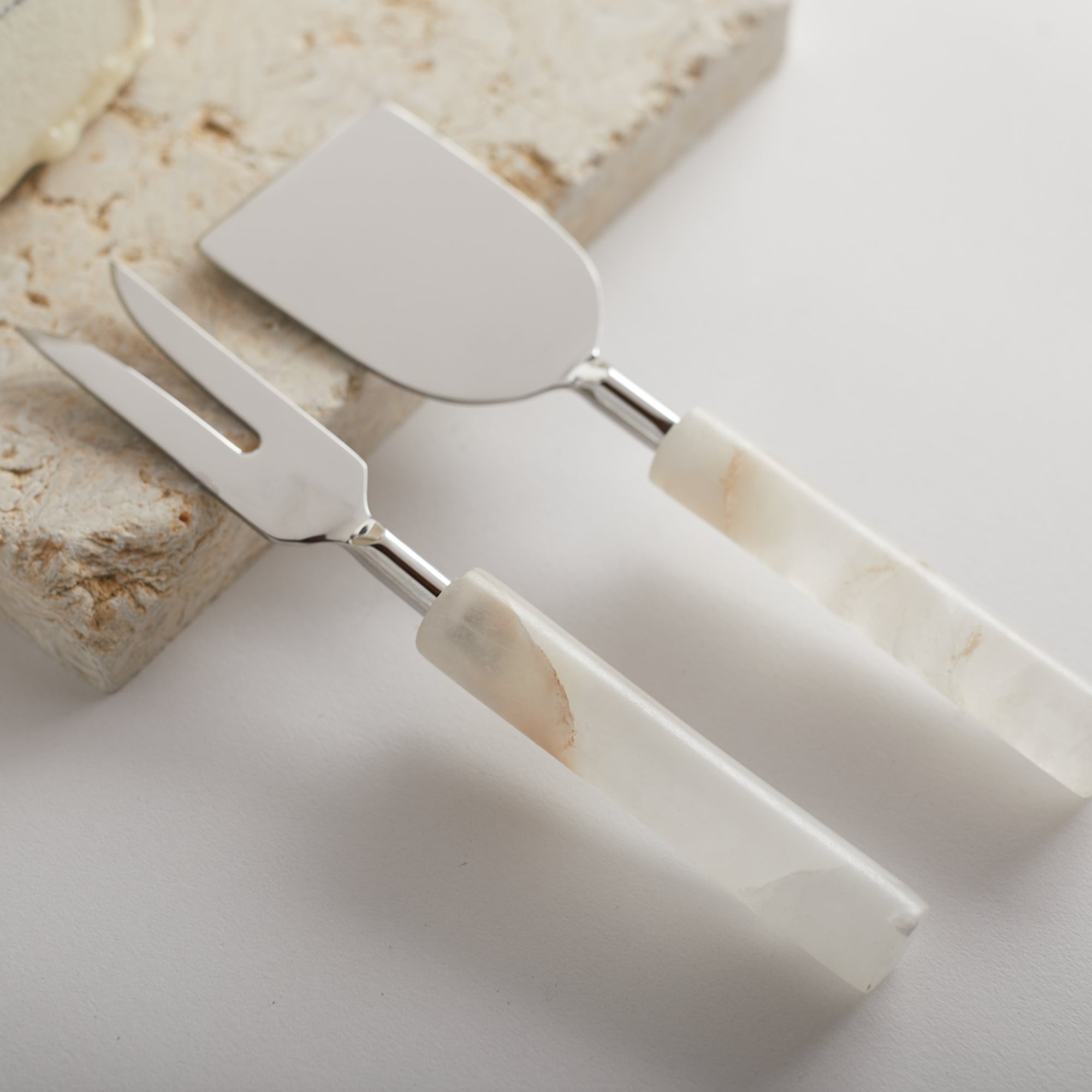 Alabaster cheese knives