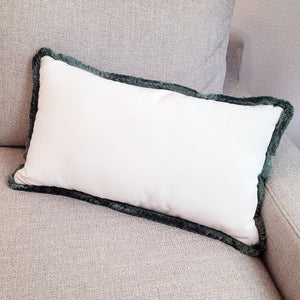 Seafoam green fringe lumbar pillow