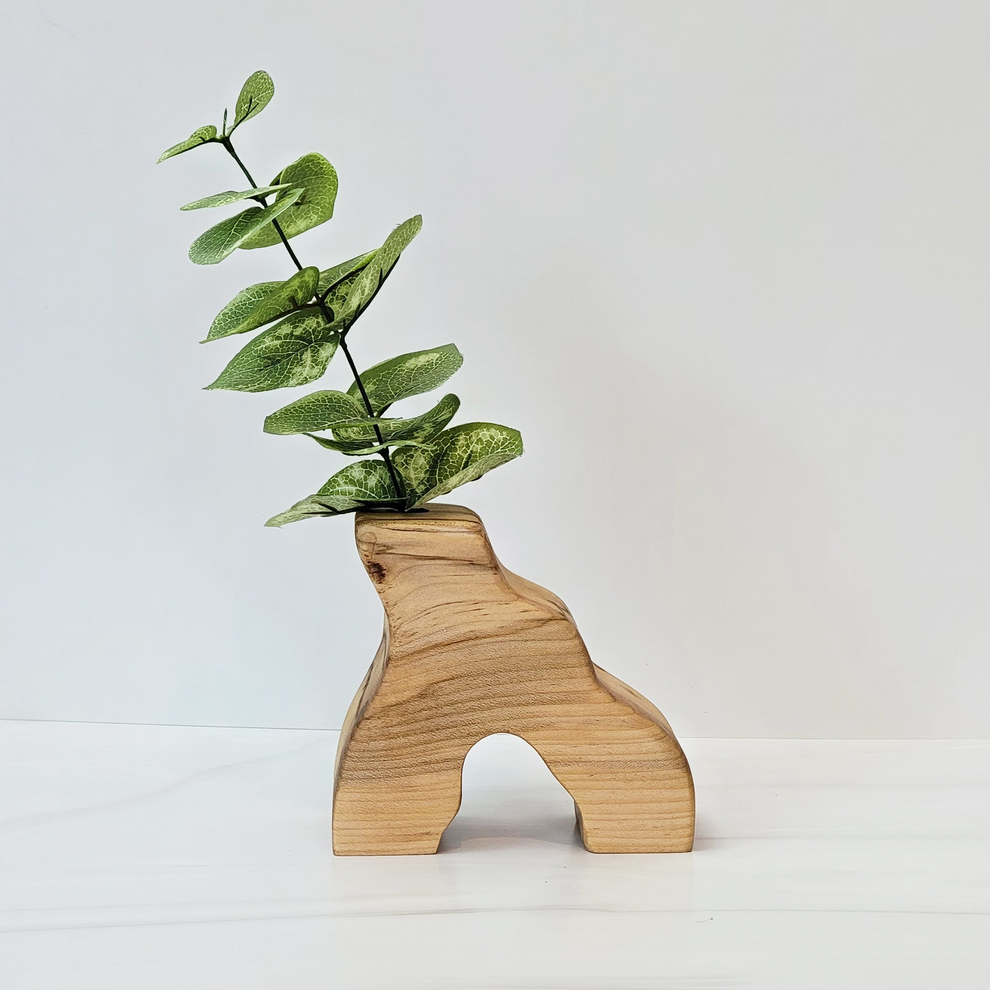 Freeform natural wood bud vase