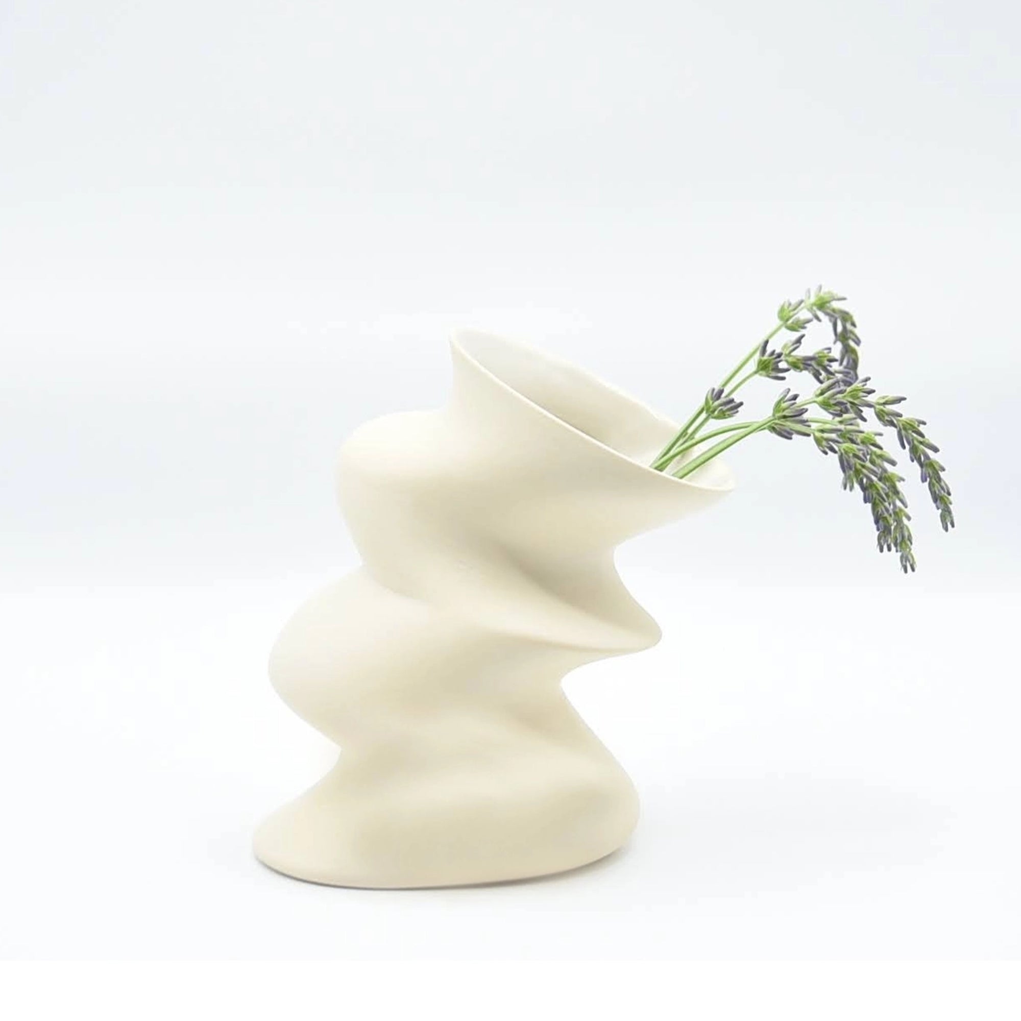 Trio ivory ceramic freeform vase