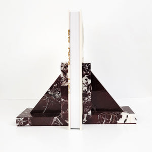 rosso levato marble bookends
