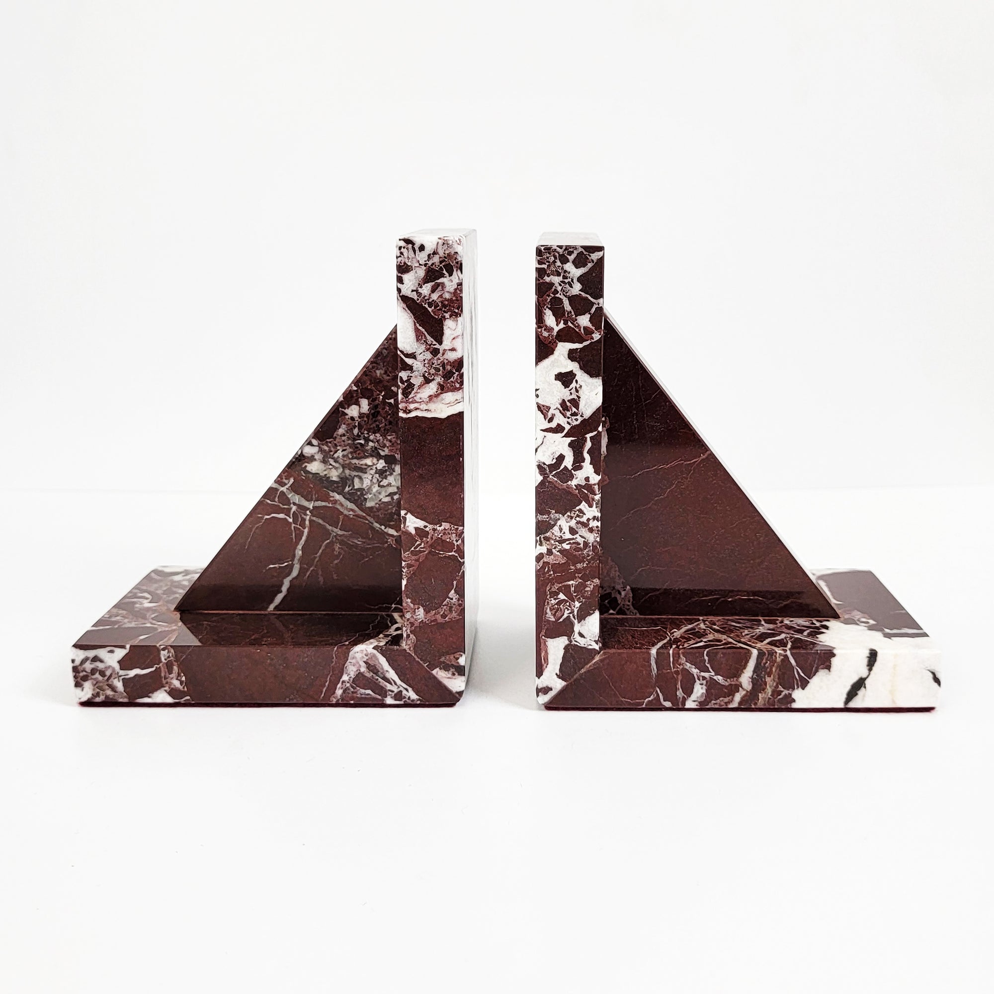 rosso levato marble bookends
