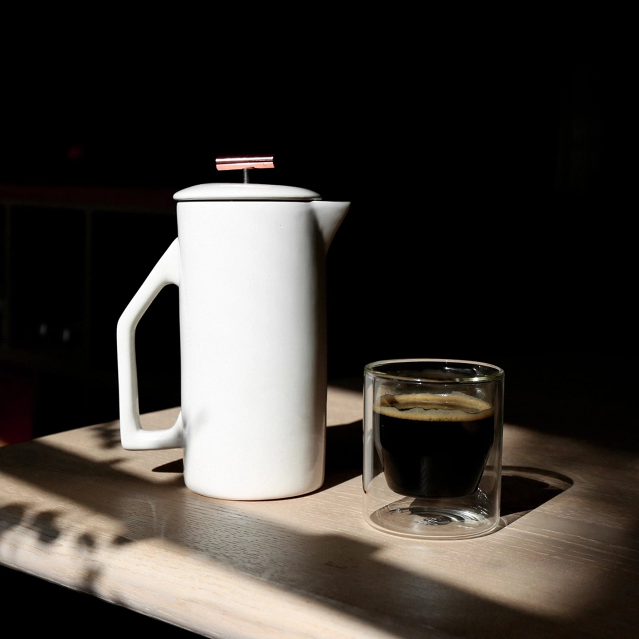 Ivory ceramic french press.